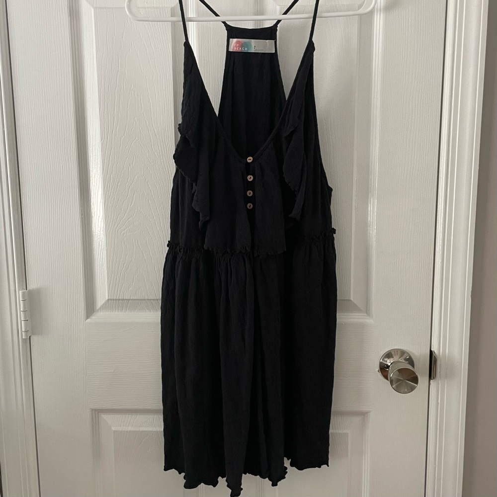 Free People FP Beach Erika Tunic Mini Dress Cover-up Black - Small